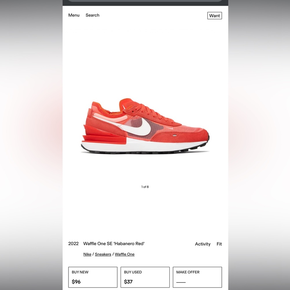 Nike waffle one. Red. Pre owned for few weeks. US SIZE: 9,5 great conditions